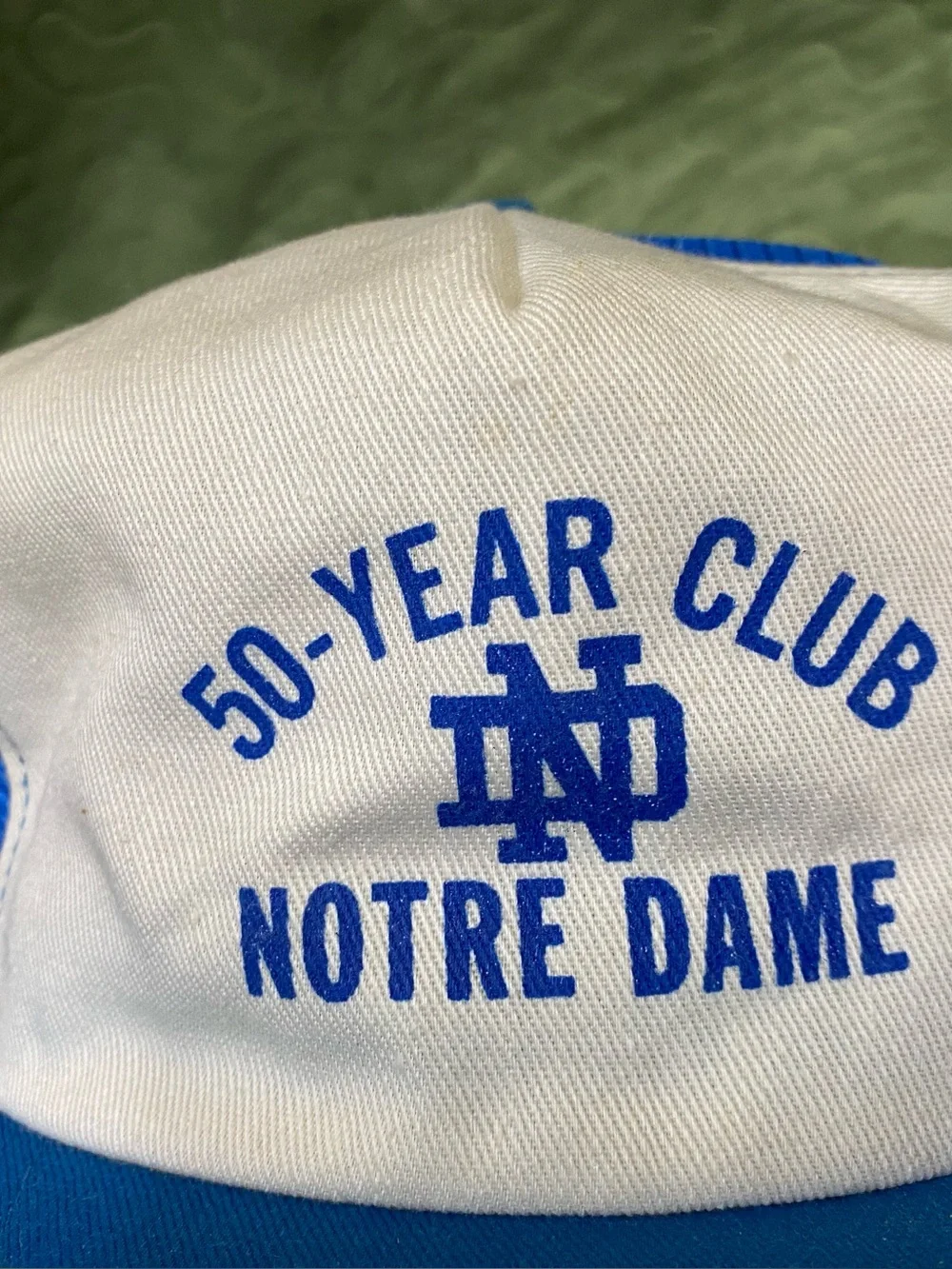 VTG 80s Notre Dame 50-Year Club, SnapBack Trucker Hat, Foam deterioration